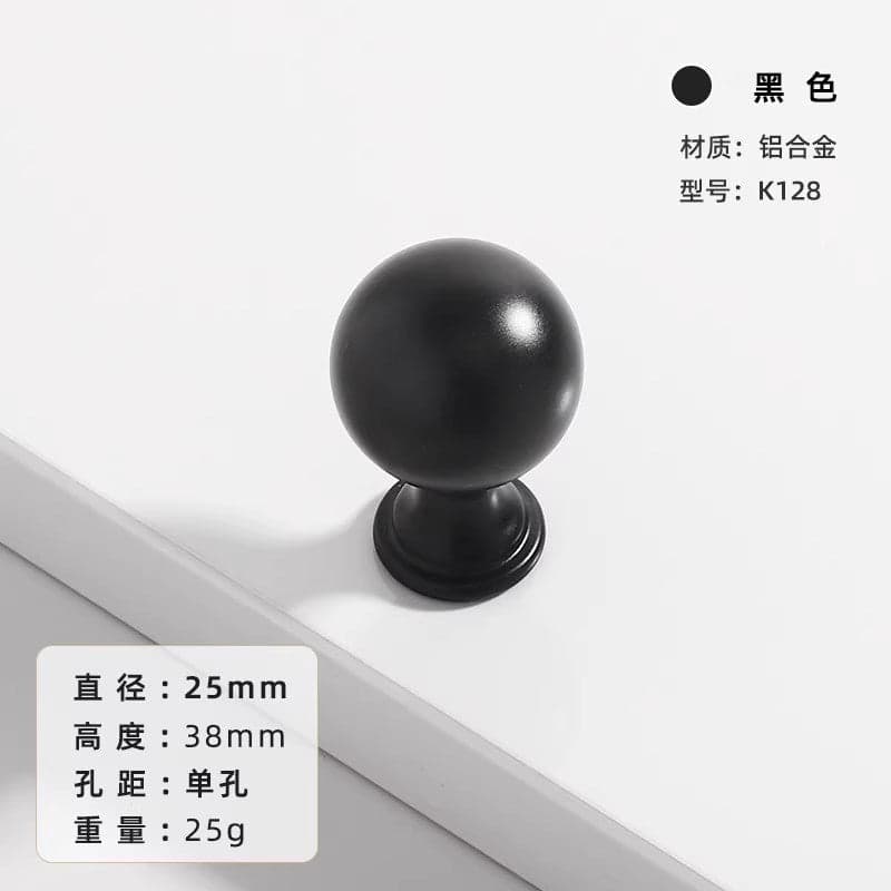 High-End Solid Pigeon Egg Mushroom Golden Bright Black Cabinet Wardrobe Furniture Drawer Single Hole Small Handle