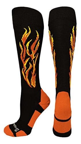 MadSportsStuff Flame Soccer Style Socks (Black/Orange/Gold, Small)