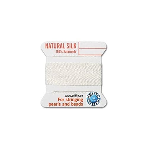Griffin Natural Silk Thread for stringing Pearls and Beads Size 6 White
