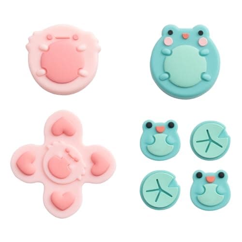 GeekShare Silicone Cross DPad Button Caps Set Joystick Cover ABXY Key Buttons Sticker Compatible with SwitchOLED Joystick Frog Axolotl