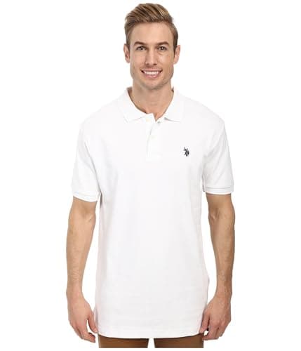 U.S. Polo Assn. Men's Solid Interlock Polo, White, X-Large