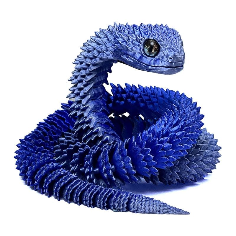 Binvin 3D Printed AnimalsSnake Viper3D Printed Snake Toys Articulated Snake 3D Printed Animals Animal Model Ornaments Creative Funny Toy Festival Gift for Frends Blue Silver 24Inch