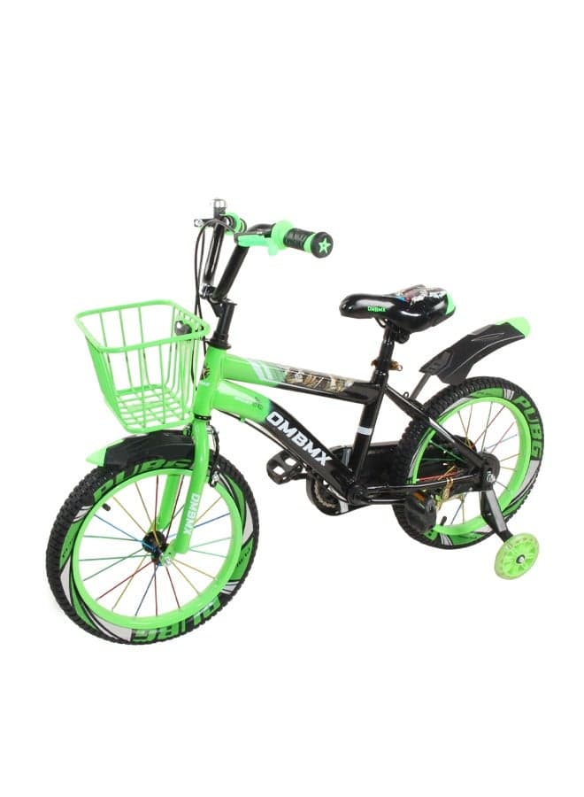 DM BMX Sport Children's Bicycle (Green/Black, Training Wheels & Front Basket) 16 Inch(A9019-G16)