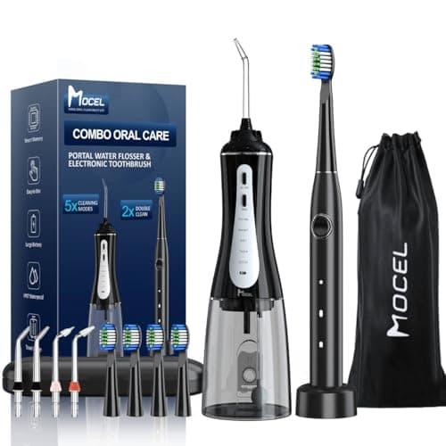 MOCEL Water Dental Flosser and Electric Toothbrush Combo - Portable Oral Clean Kit for Teeth Cleaning, Braces & Gums Care