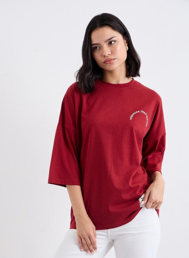 Styli Slogan Print Oversized T-Shirt