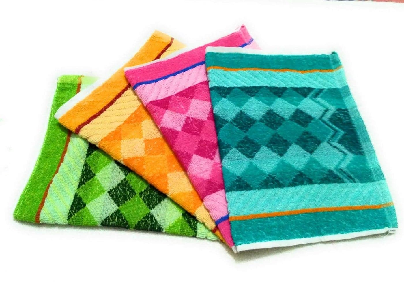 Cotton Colors Floral Design Hand Towels (Medium, Multicolor, Pack of 4)_D11