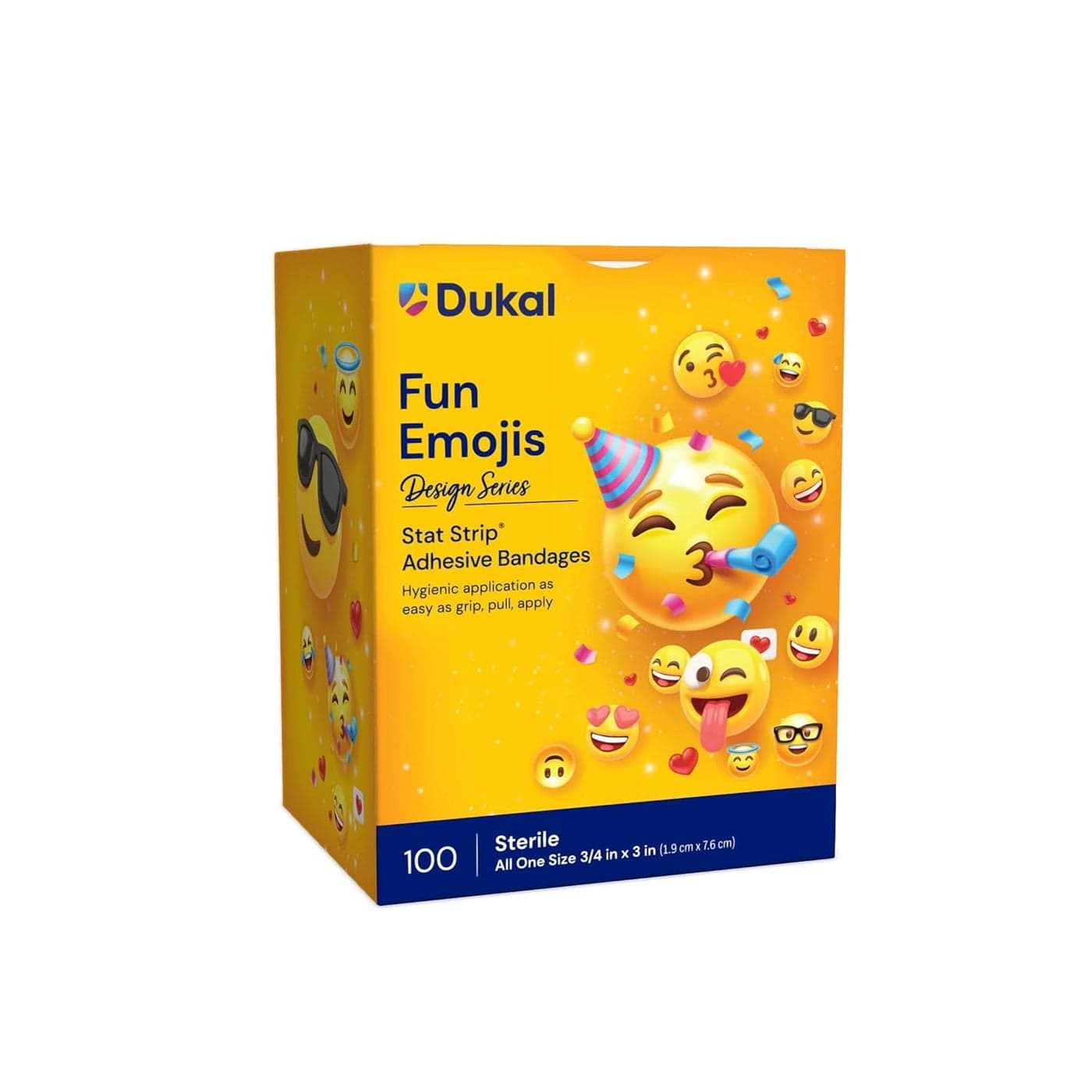 Stat Strip Kid Design Emoji Fun Plastic Adhesive Bandage Sterile 75 x 3 100 per Box
