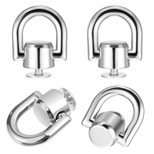 D Rings for Purse 4 Pcs Purses Hardware Screw Grommets Silver Purse Strip Kit Sturdy Metal Rotatable Studs Rivets with D Ring for Wallet Strap Purses Chain DIY Kit Dog Buckle Handmade