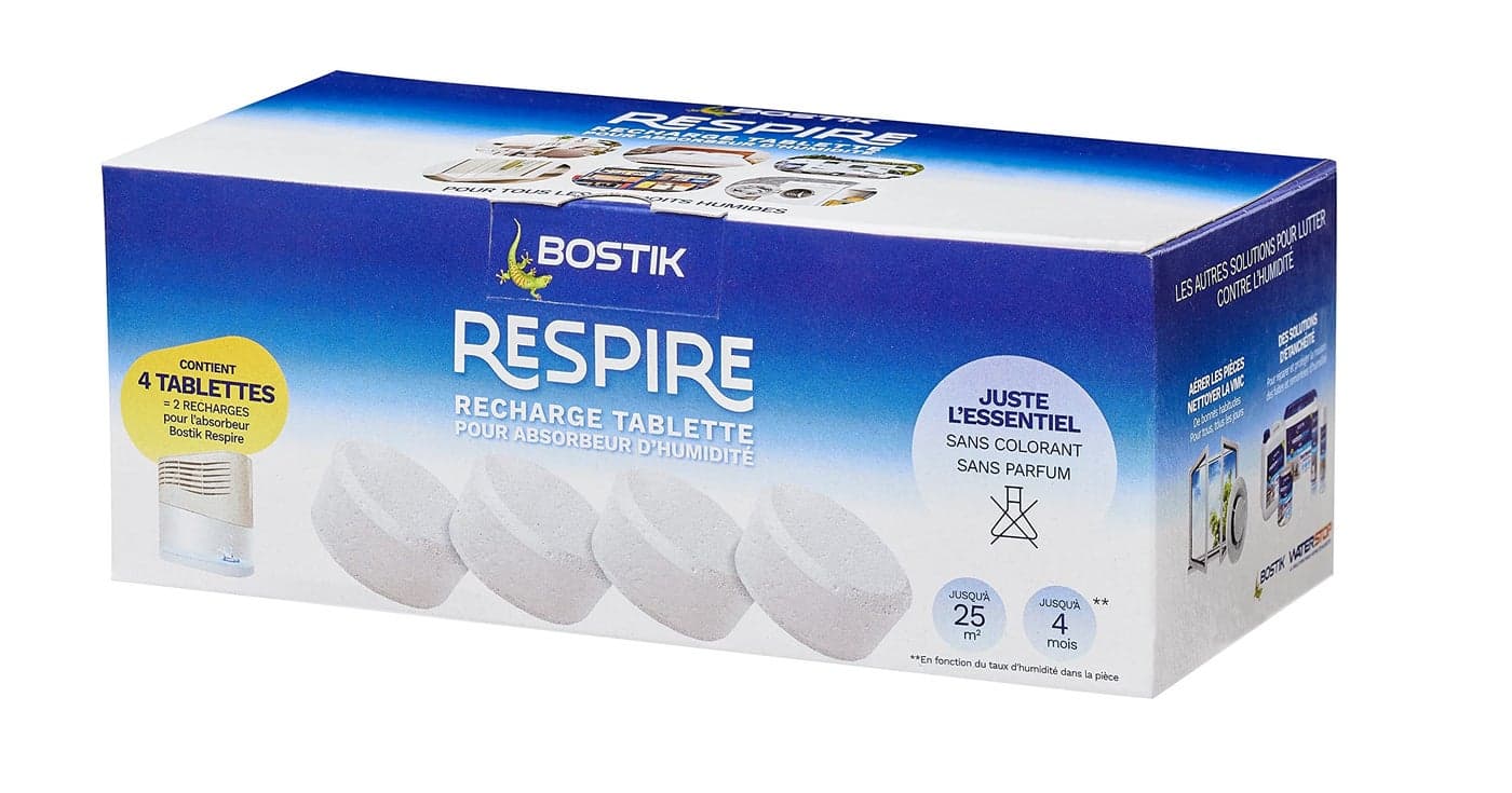 Bostik SPIRE 4 Dehumidifier Tablet Refills No Colouring or Fragrance for Home Apartment and Caravan Rooms up to 25 m Refills Tabs 4 x 250 g Moisture Absorber 30623618 White
