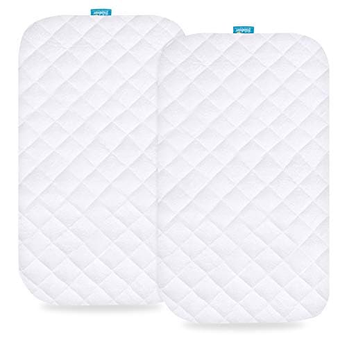 Waterproof Bassinet Mattress Pad Cover Fit for Jimglo 3 in 1, Nordmiex, BabyBond, INFANS, HARPPA, and Ihoming Bedside Bassinet, 2 Pack, Ultra Soft Surface, Breathable and Easy Care