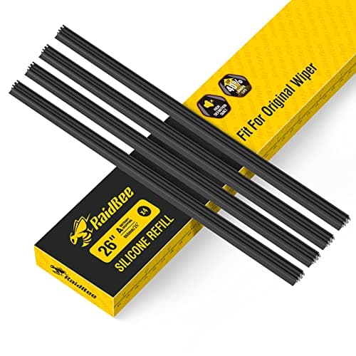RaidBee 4PC Silicone Wiper Blade Refill,Adjustable Universal Replacement Refill for Tesla,Toyota,Hyundai,Honda Front & Rear Windshield Baldes (26'')