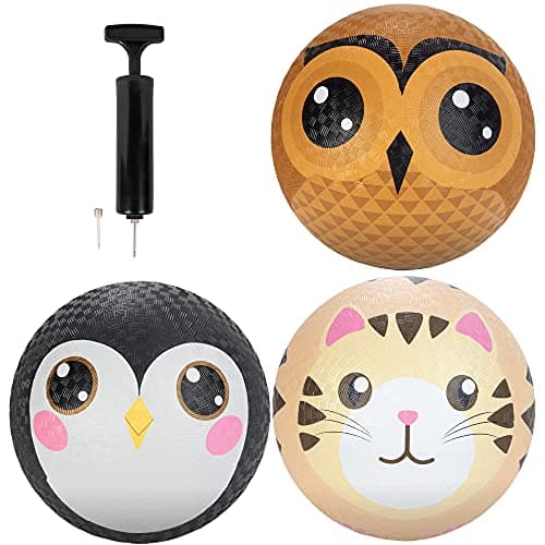 Gaga Ball 8.5 Inch Animal Playground Balls (3pk, Air Pump Included) - Durable, Textured Rubber Balls Official Size for Gaga Ball & Dodgeball - Fall Back-to-School Essential for Four Square & Recess