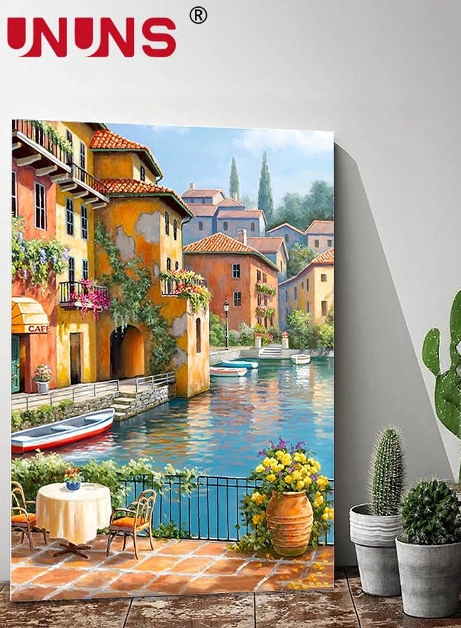 Paint by Number For Adults,Rural Landscape Boat Oil Painting Set for Beginner,Painting by Numbers Kits With Brushes And Acrylic Paint,40x50cm
