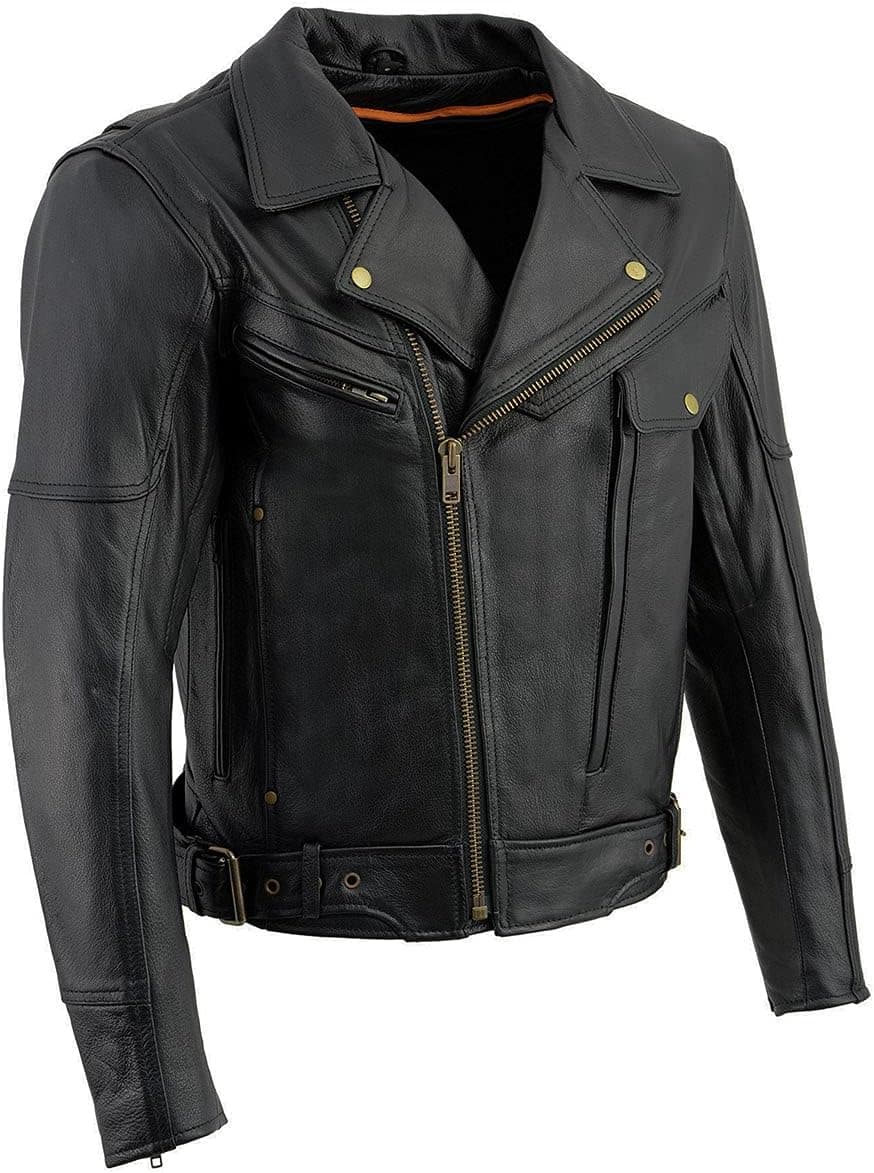 Milwaukee Leather LKM1770 Men's Black Premium Thick Leather Motorcycle Jacket