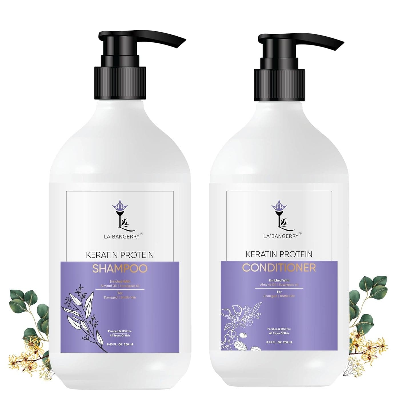 LABANGERRY Keratin Smooth Shampoo Keratin Smooth Conditioner Strong Smooth Shine For Man Woman Pack Of 2250ml