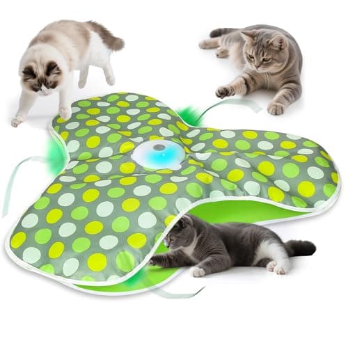 FUGODIWI Interactive Cat Toys for Indoor Cats Kittens Automatic Hide Seek Toy with Feather TailSqueaky Mouse Sounds Motion ActivatedUSB Rechargeable Boredom Relief Self Play Enrichment Game