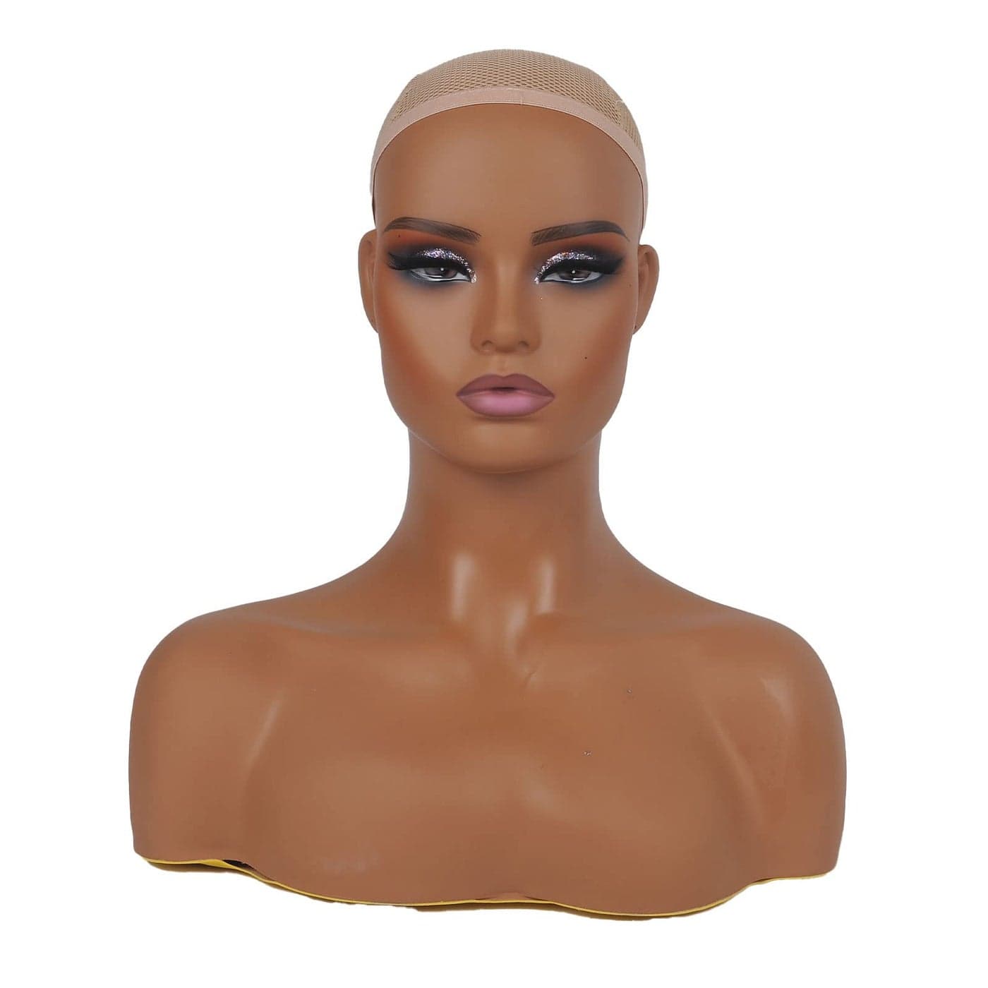 JINGFA Realistic Female Mannequin Head with Shoulders for Display Manikin Head with Shoulder for WigJewelryMakeupHatSunglass Display