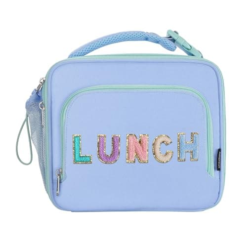 Amersun Kids Insulated Lunch Box- Water-Resistant, Reusable Cute Lunch Tote Bag with Water Bottle Holder & Multi-Pocket-Ideal for Ages 3+ Girls, Boy, School,Travel(Baby Blue)