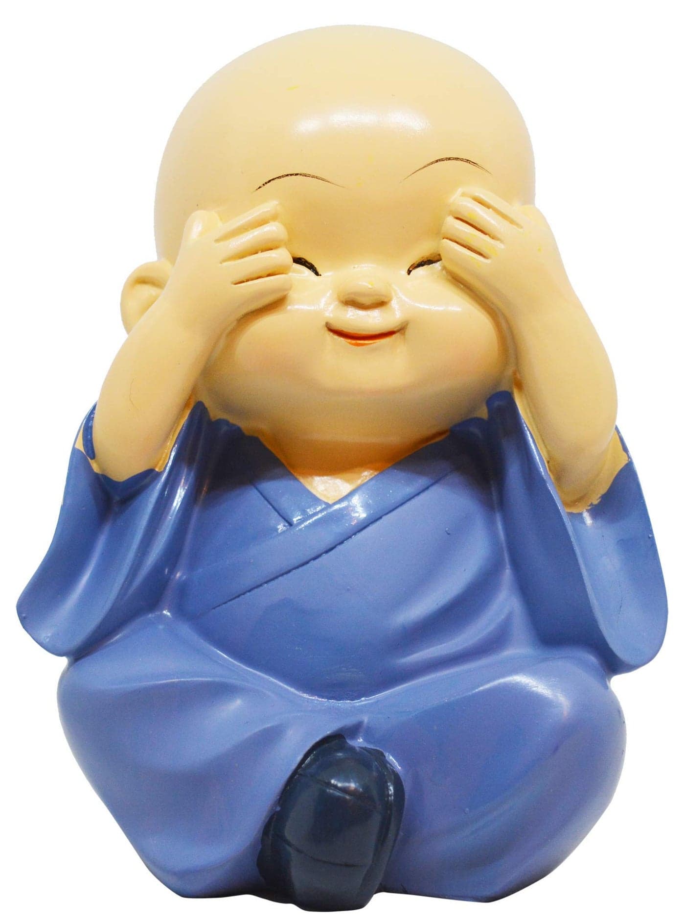 Saubhagya Global Fengshui Polyresin Set of 1 Fushin Blue See No Evil Happy Baby, Medium Size, Height-12cm for Office Decor, Home Decoration