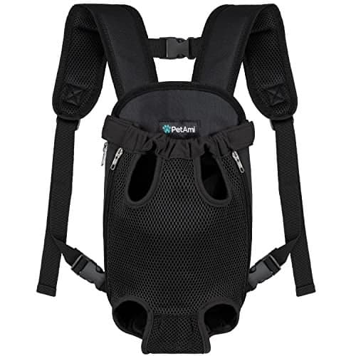 PetAmi Dog Carrier Backpack, Adjustable Dog Pet Cat Front Carrier Backpack | Ventilated Dog Chest Carrier for Hiking Camping Travel, Sling Bag for Small Medium Dog Cat Puppies, Small, 5-9 lbs, Black