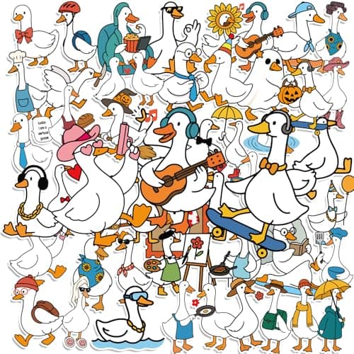 50pcs Cute Goose Stickers Waterproof Goose Meme Stickers Funny Animal Decor Decoration Gifts Creative Geese Silly Sticker for Water Bottle Car Phone Laptop