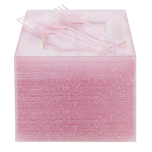 DaYammi 200 Pcs Pink Dessert Plates Including 100Pcs Appetizer plates 6'',100Pcs Plastic Forks 5.7'',Rose Glitter Plastic Square Plate for Wedding,Pink Cake plates and forks for Mother's Day Party