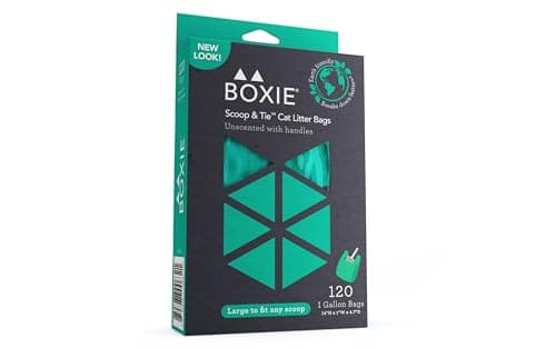 Boxie Sustainable Scoop & Tie Pet Waste Bags, 120 Count, Leak-Proof, Easy-to-Tie Handles, Eco-Friendly, Odor Control, EPI Technology, Durable for Cat Litter & Dog Waste