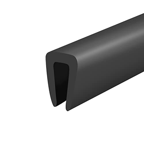 Rubber Edge Trim, 1/8" U Channel Edge Trim, Edge Protector for Glasses or Flexi Glasses, 1/8 in Flexible U Shaped Gasket, Black Color, Length 20 Ft
