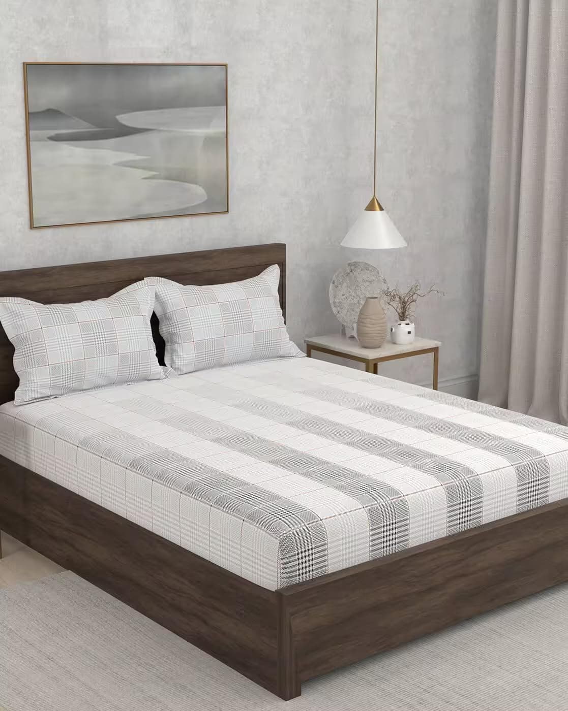 Portico New York Super King Size Flat Bedsheet with 2 Pillow Covers Cadence 19