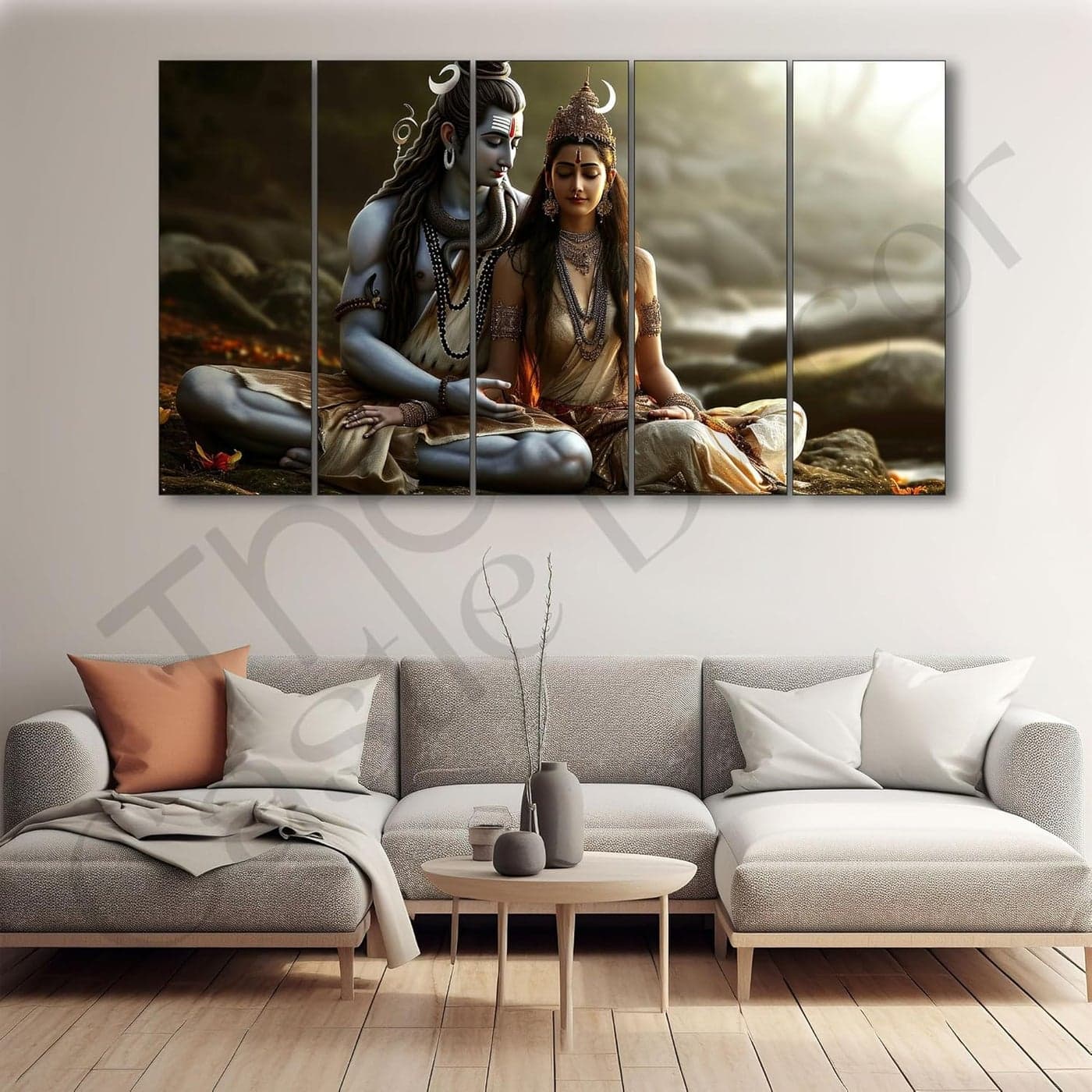 The Castle Decor shiv parvati painting with frame Big Size 27x48 Wall art for living roomBedroomDrawing roomHotelsWooden Framed751