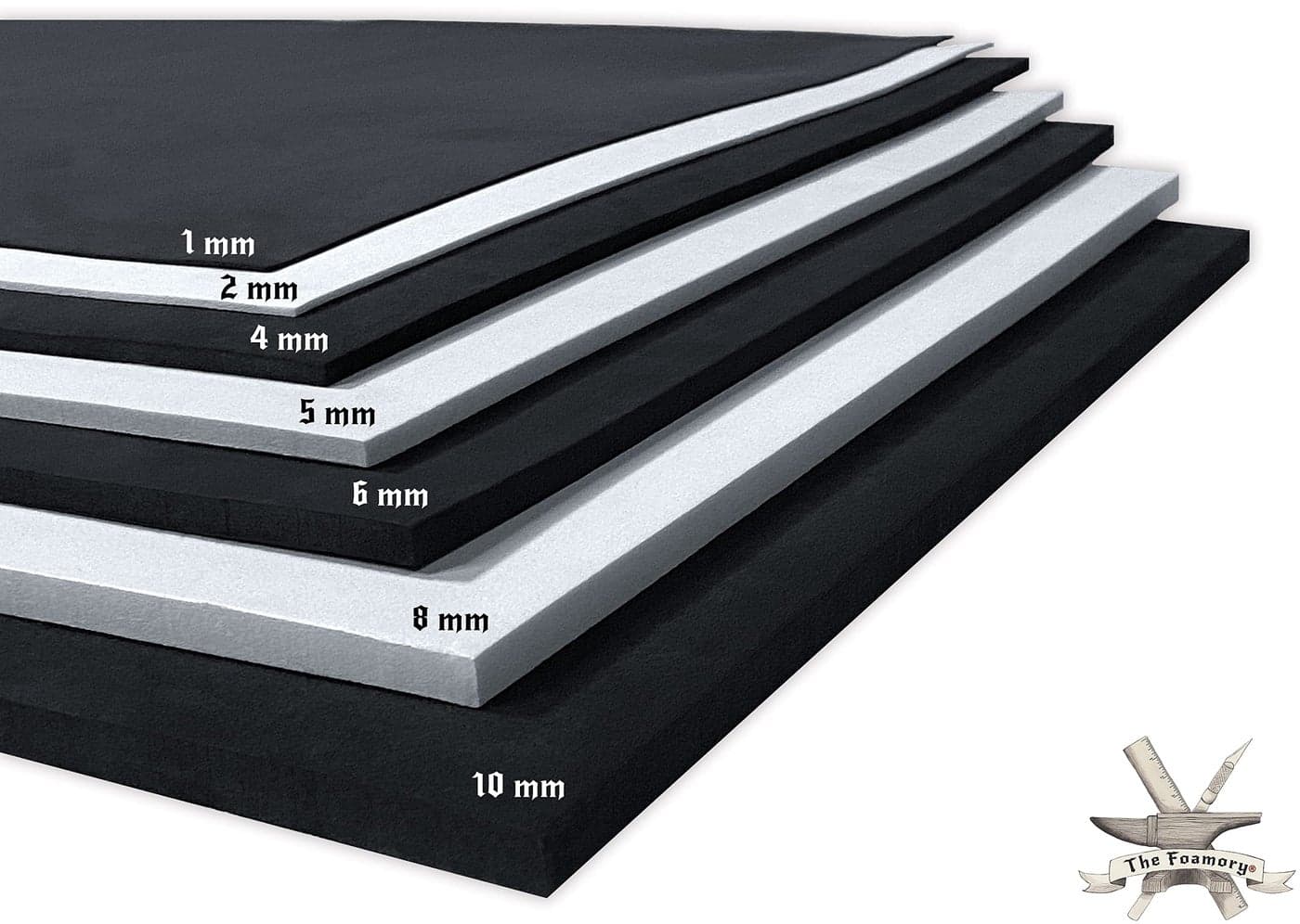 Shape Retention EVA Cosplay Foam 5mm 1mm10mm 14x39 inch Black or White High Density EVA Foam Sheets Premium 85 kgm3 Heat Shape Material for DIY Convention or Halloween Costumes by The Foamory