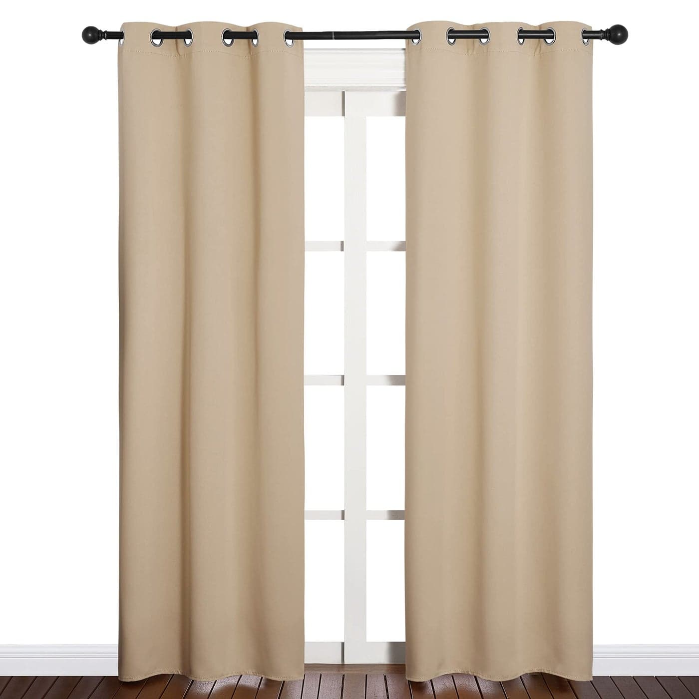 NICETOWN Room Darkening Draperies Window Curtain Panels Thermal Insulated Grommet Room Darkening Curtains for Bedroom Biscotti Beige 2 Panels W34 x L84 inch