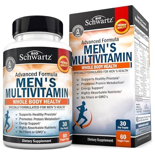 Mens Multivitamin with Vitamin C A B D3 E Zinc for Immune Support Once Daily Supplement for Energy Heart Antioxidants Digestive Enzymes for Absorption Mental Clarity Focus Support 60 Ct