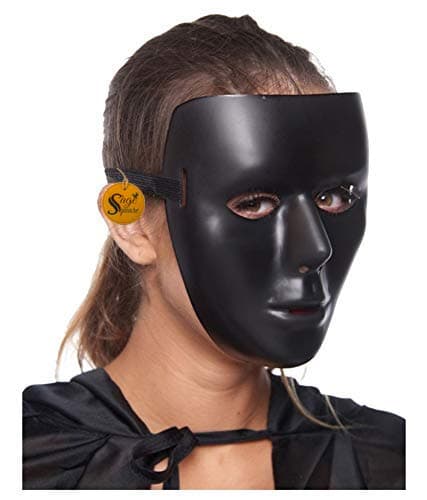 Sage Square Stoneman Vendetta Comic Face Mask - Fawkes Anonymous VIP Edition, Perfect Fit for Cosplay V for Vendetta (Black) (Pack of 1) - Multi Color