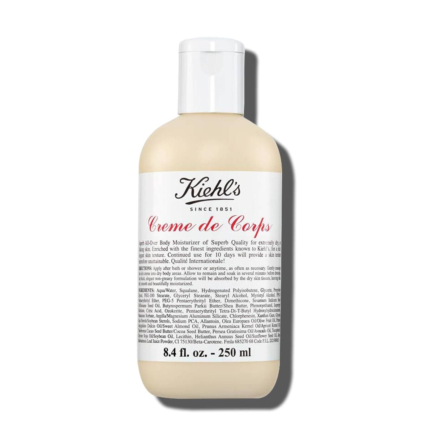 Kiehls Creme de Corps Rich Luscious Body Lotion with Cocoa Butter and Shea Butter for Fast Absorbing Hydration Skin Feels Soft and Smooth Suitable for All Skin Types