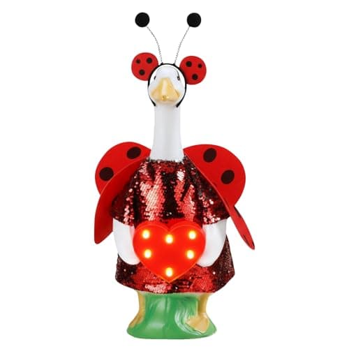 JolliLudo Porch Goose Outfit Bee Goose Dress Clothes with Red Headband and Wide Hat Costume for 23" Gooses Statue Decoration Patio Yard Garden Lawn Outdoor Decors