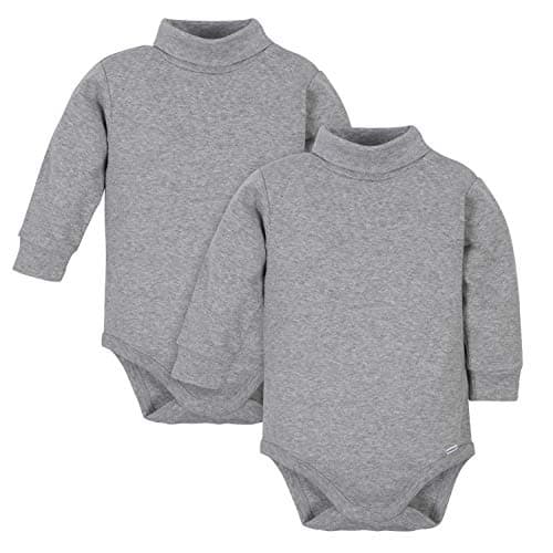 Gerber Baby Boys 2-pack Long Sleeve Turtleneck Onesies Bodysuits Footie, Gray, 6 Months US