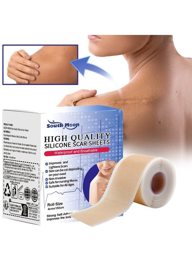 High Quality Silicone Scar Sheets- Arbitrary Cut-Out Silicone Scar Sheets,Breathable Silicone Tape,Thin Silicone Scar Tape,Suitable for Scars, Skin Repair and Postpartum Abdominal Repair (4cm*150cm)