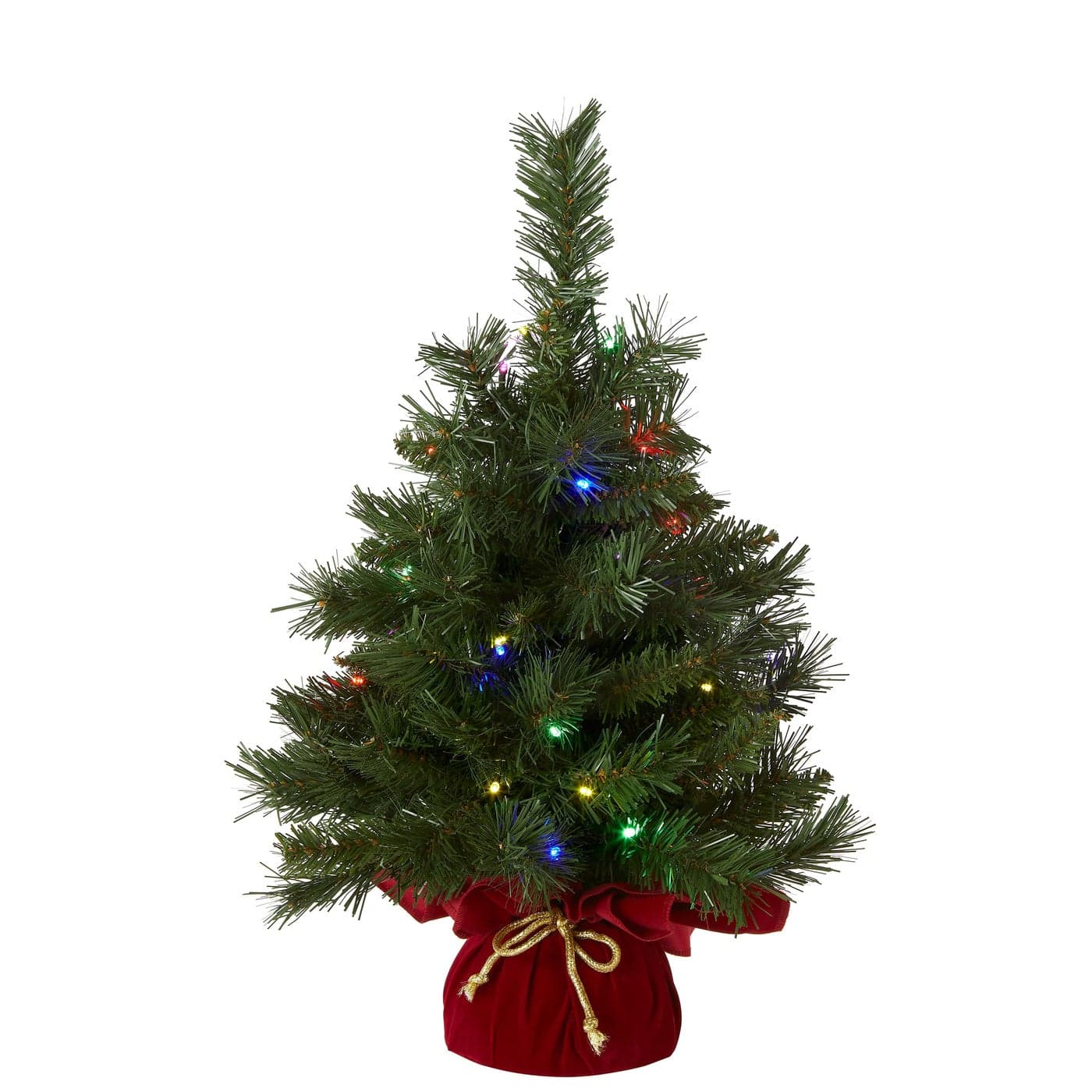 National Tree Company Prelit Artificial Mini Christmas Tree Includes MultiColor LED Lights and Cloth Bag Base Majestic Fir 2 ft