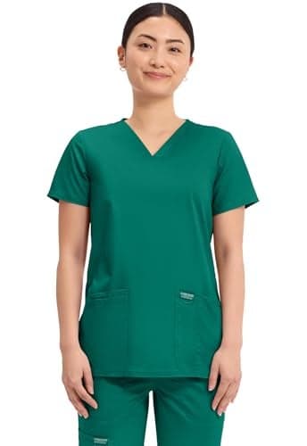 Cherokee Women's V-Neck Top, Hunter Green, X-Small