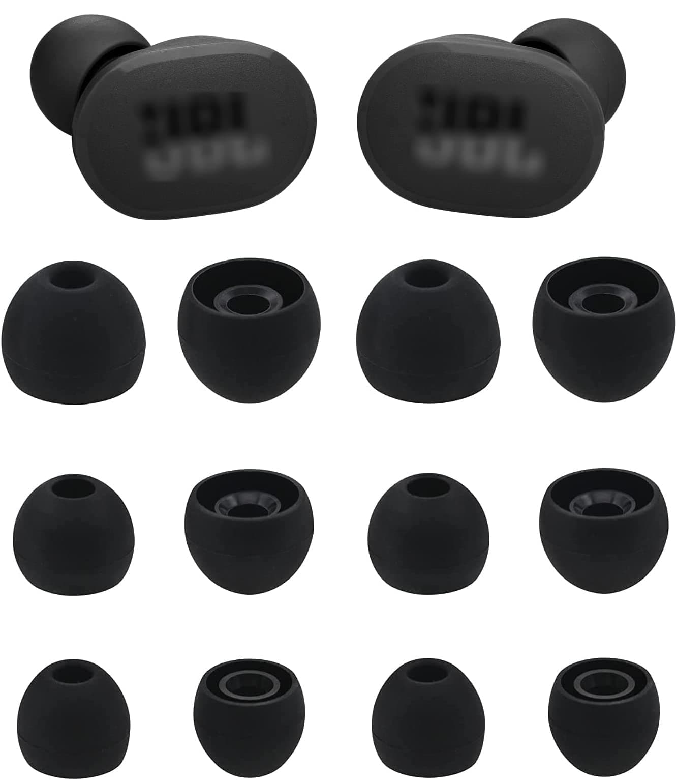 ALXCD Ear Tips Compatible with JBL Tune 130NC TWS in-Ear Earbuds, 6 Pairs S/M/L Sizes Replacement Soft Silicone Earbud Tips Eartips, Compatible with JBL Tune 130NC TWS, Black
