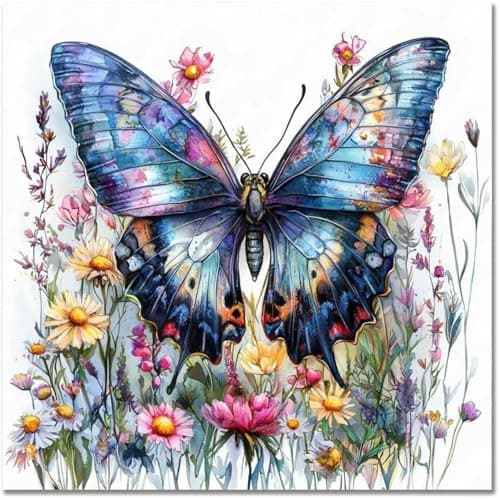 Tiwabb Diamond Art Kits for AdultsButterfly Wildflower Diamond Painting Kits for Adults5D Full Drill DIY Flower Diamond Dots Gem Art Craft Kit Home Wall Decor 138X138 inch