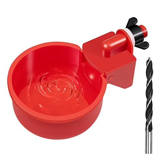 LANARP Chicken Automatic Waterer Kit for Poultry Float Style Gravity Water Feeder Drinking Cup Bowl 5 Gallon with Mounting Hole Opener, 12 Pack