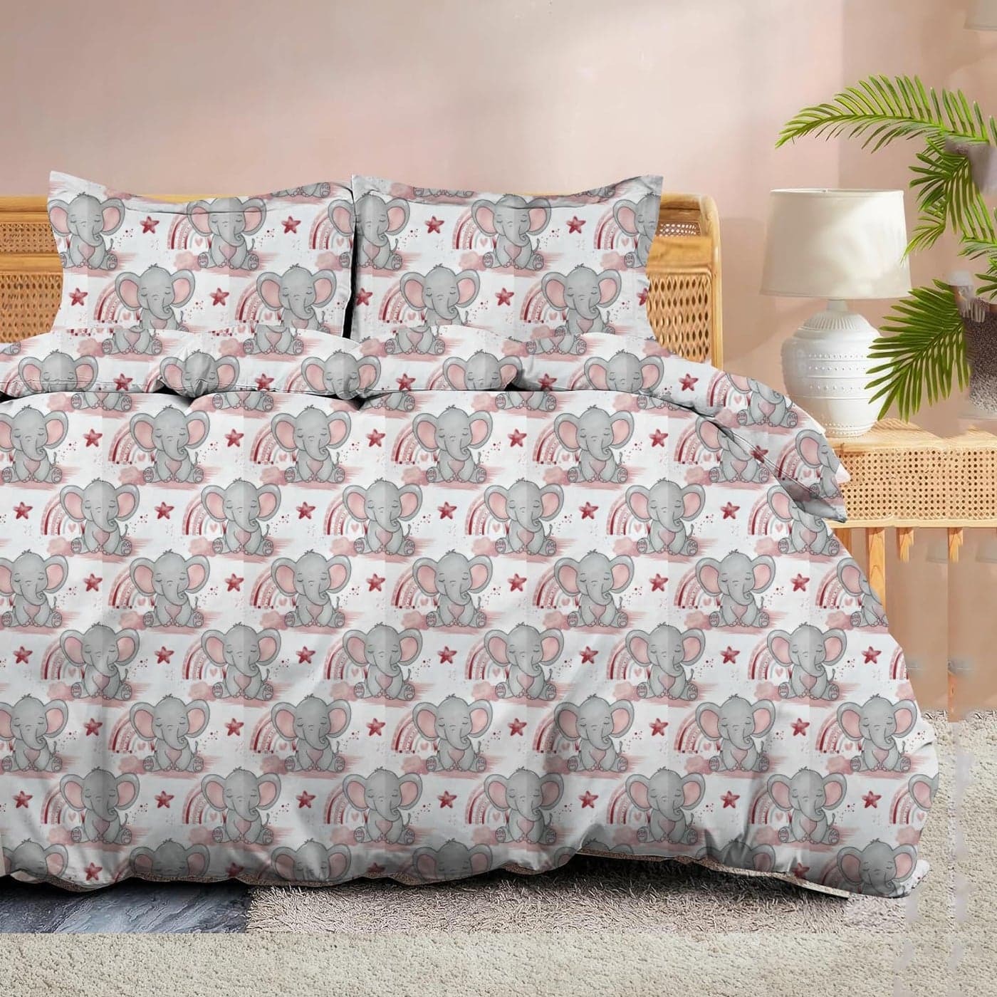 100 Microfiber 1 Piece Duvet Cover Zipper Closure Soft Breathable for Comfortable Sleep Wrinkle Free DuvetQuiltRazaiComforter Cover Cute Eleplant Double
