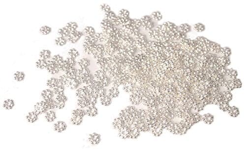ChangJin 1000 Pcs Bright Color Metal Daisy Spacer Beads 4mm for Jewelry Making Silver Plate