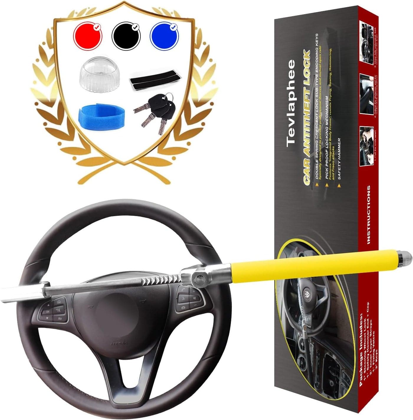 Tevlaphee Heavy Duty Steering Wheel Lock
