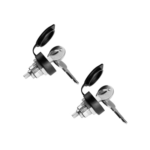 2 Pack Truck Tool Box Lock Replacement with Dust Cover Tool Box Locks with Two Keys Keyed Alike 58 Lock Cylinder for Truck Trailer Folding T Handle Latch