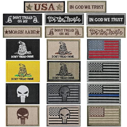 CLINTT 20Pcs American Flag Patch USA Flag Patches Tactical Morale Hook and Loop Patches Set for Caps Bags Backpacks Uniform Vest and Tactical Gears