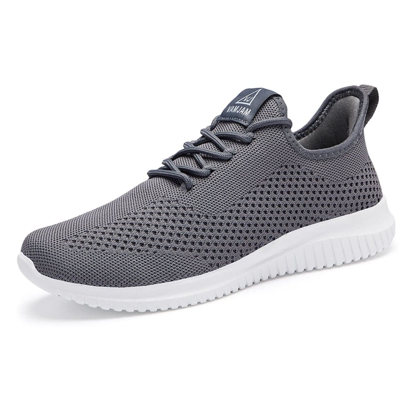 VAMJAM Mens Running Shoes Ultra Lightweight Breathable Walking Shoes Non Slip Athletic Fashion Sneakers Mesh Workout Casual Sports Shoes Grey Size 12