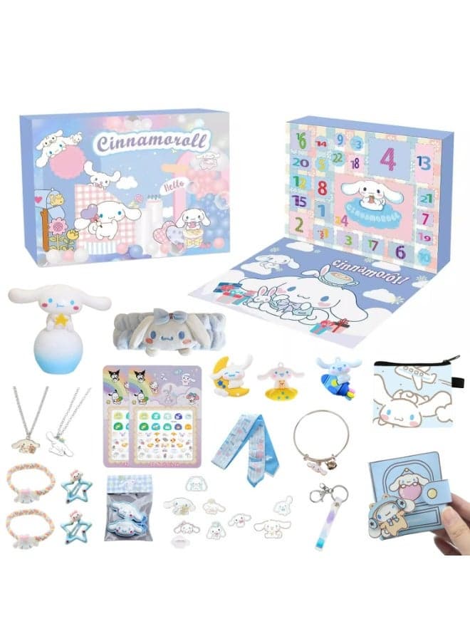 28-Piece Cute Advent Calendar Blind Box Gift Set | Includes Lamp, Plush Headband, Jewelry & Accessories | Ideal Gift for Kids and Fans